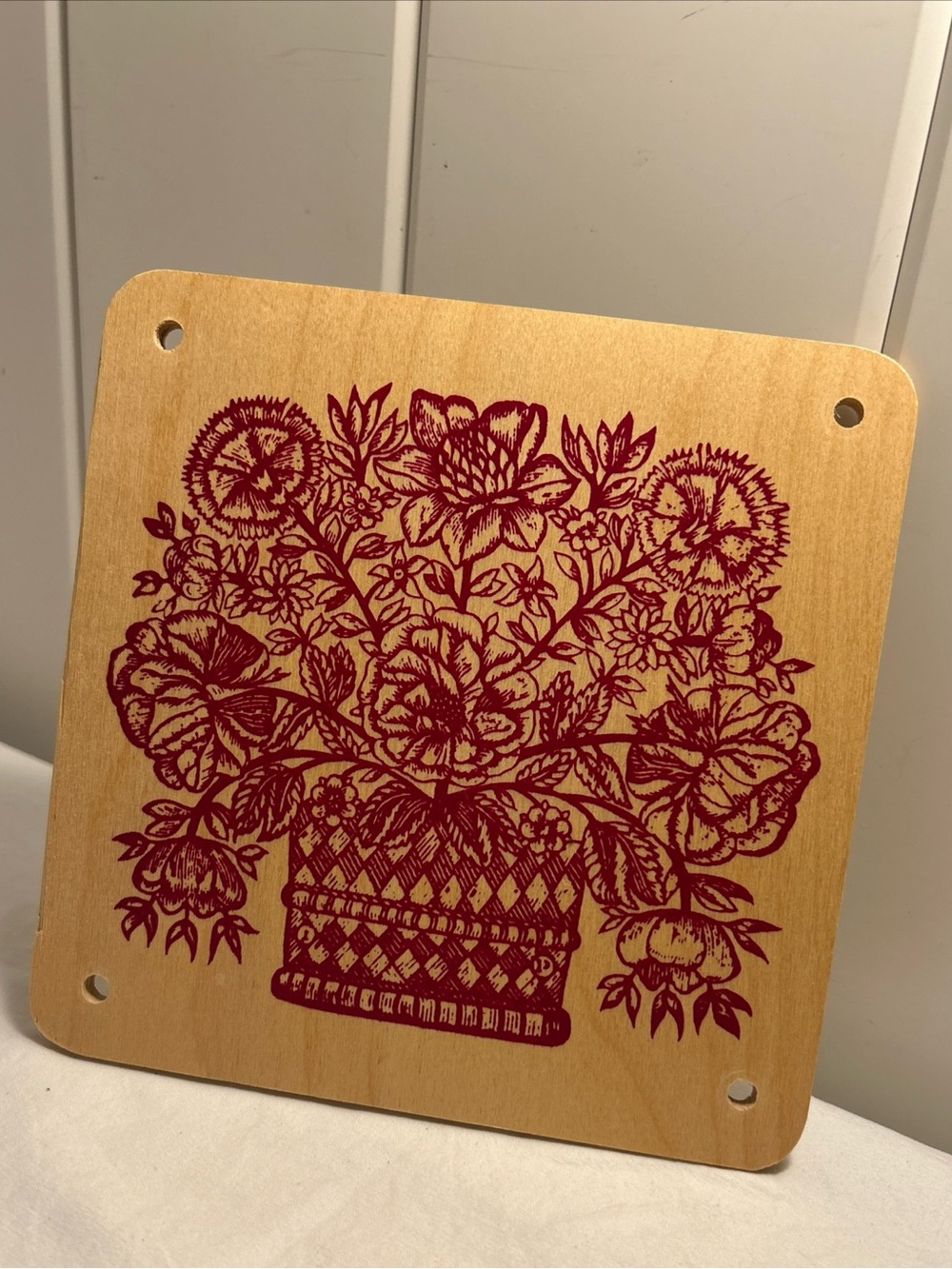 Vintage Wooden Flower Press Top Floral Craft Replacement Board boho art print